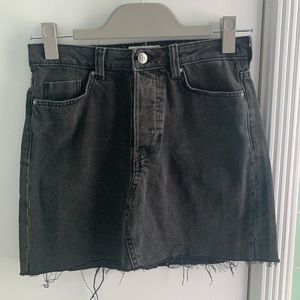 Black denim skirt